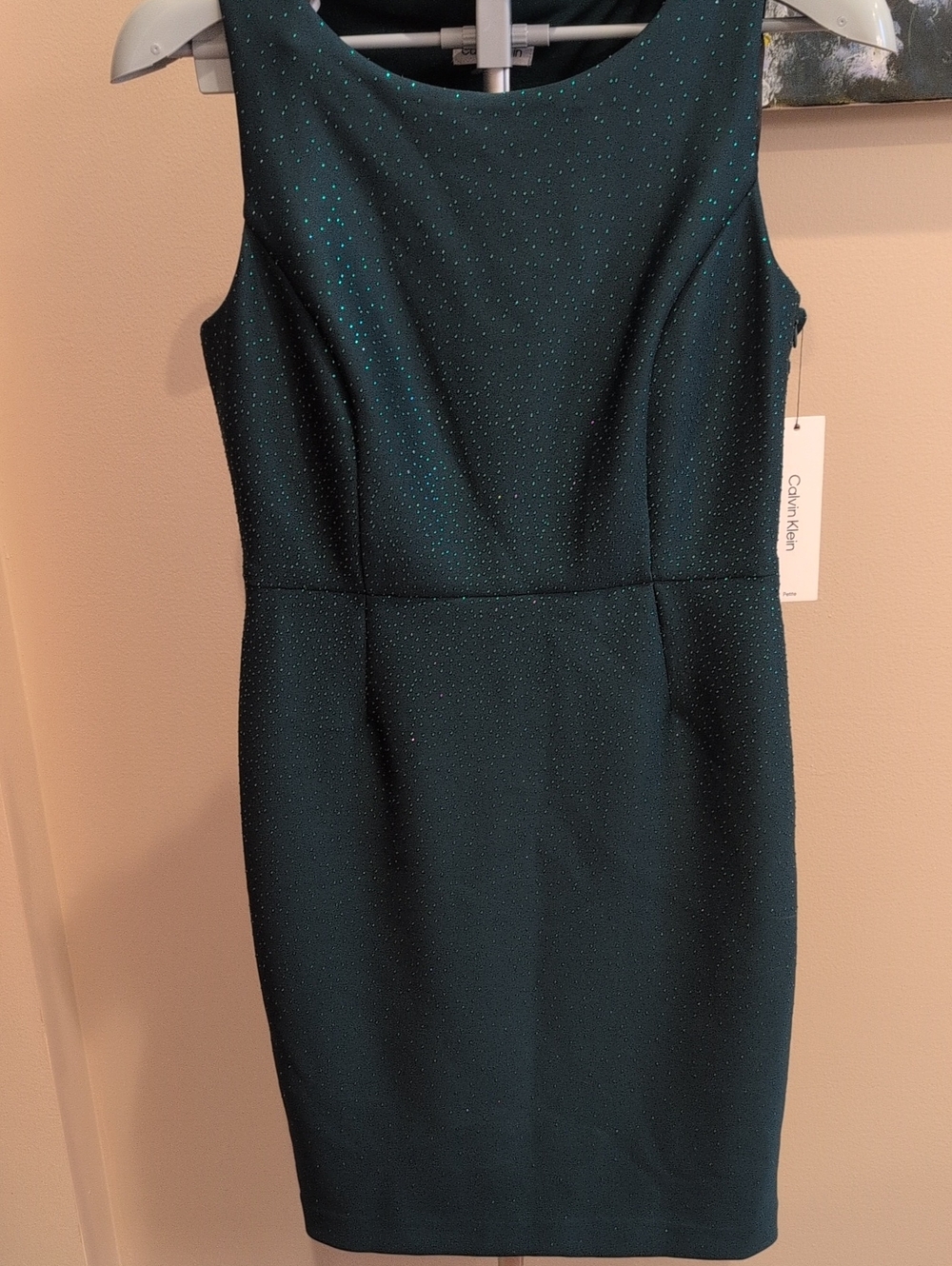 Calvin Klein Teal Sheath Dress with Sparkle